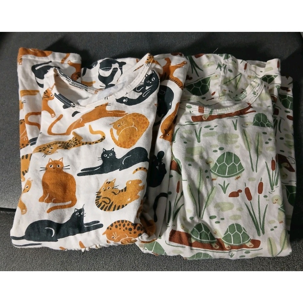 Winter Water Factory Lot Of 2 Toddler Girls Org Cotton Dresses Sz 4T Cats Turtle